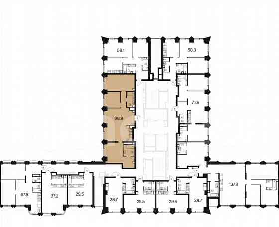 3-комн. квартира, 98.8 м2, 3/44 эт. Москва