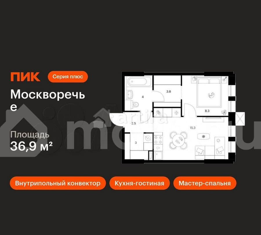 1-комн. квартира, 36.9 м2, 1/17 эт. Москва - изображение 1