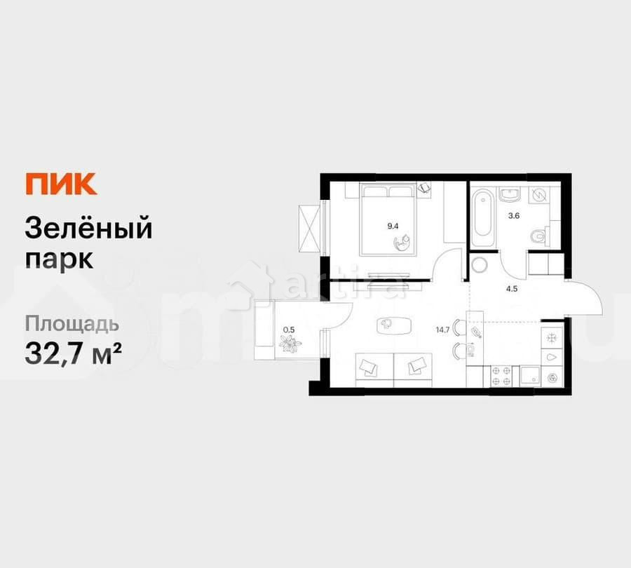 1-комн. квартира, 32.7 м2, 3/11 эт. Зеленоград - изображение 1