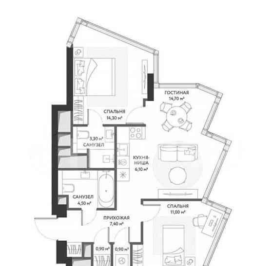 3-комн. квартира, 62.2 м2, 7/34 эт. Москва