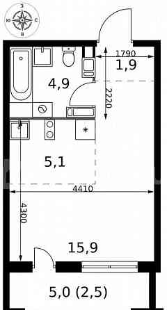 Студия, 30.3 м2, 13/25 эт. Москва