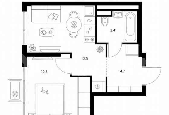 1-комн. квартира, 31.2 м2, 12/23 эт. Москва