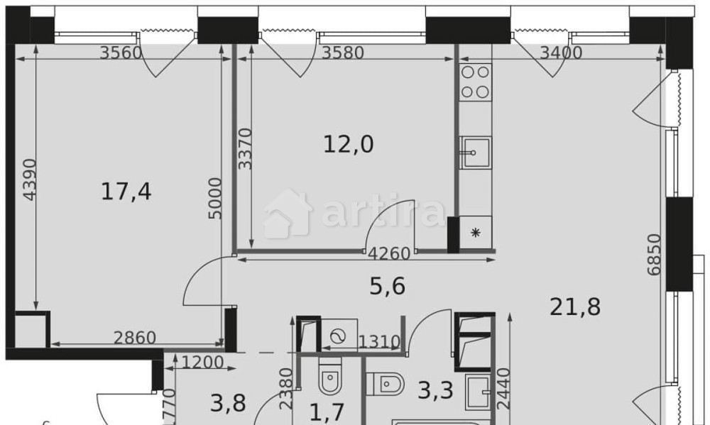 3-комн. квартира, 66.2 м2, 15/17 эт. Москва - изображение 1