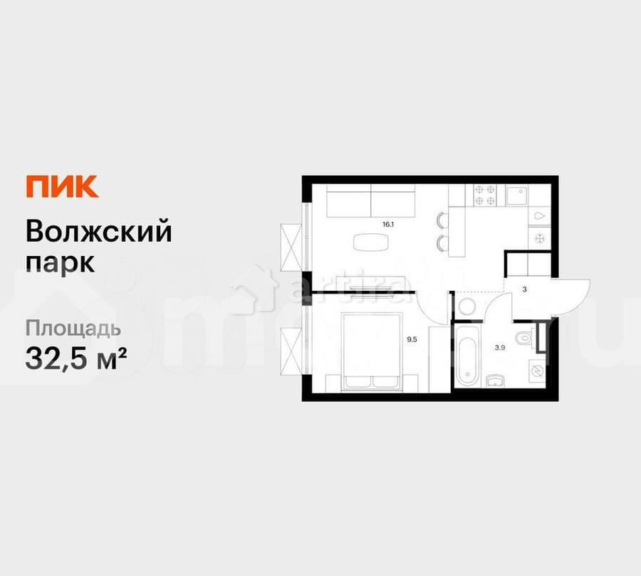 1-комн. квартира, 32.5 м2, 9/24 эт. Москва - изображение 1