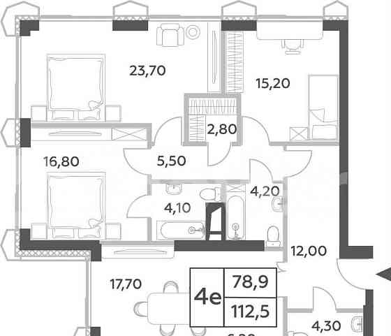 4-комн. пентхаус, 112.5 м2, 33/56 эт. Москва