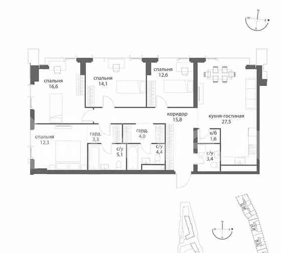 4-комн. квартира, 120.7 м2, 10/38 эт. Москва