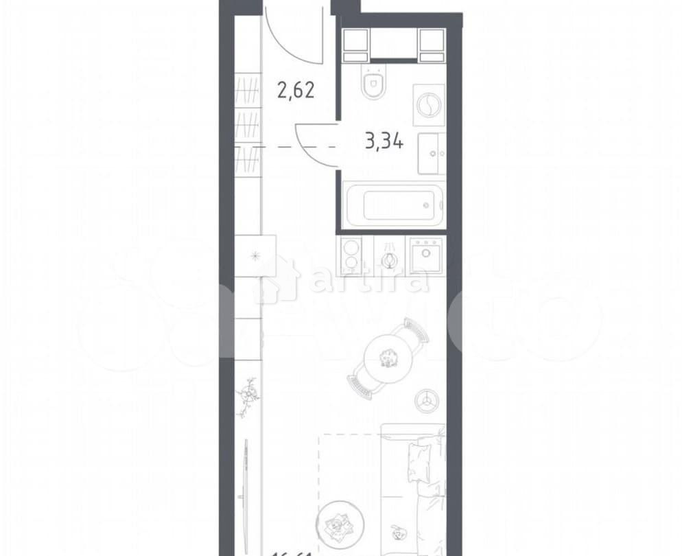 Студия, 22.6 м2, 18/28 эт. Москва - изображение 1