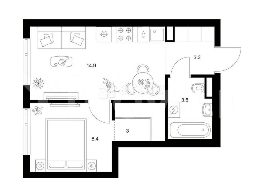 1-комн. квартира, 33.4 м2, 10/27 эт. Москва - изображение 1