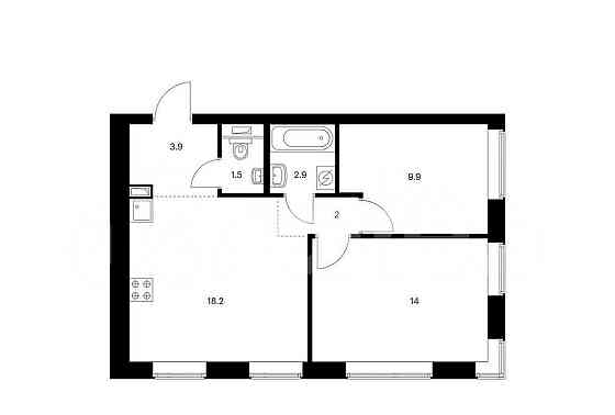 2-комн. квартира, 52.4 м2, 34/62 эт. Москва