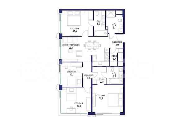 4-комн. квартира, 112.6 м2, 3/24 эт. Москва
