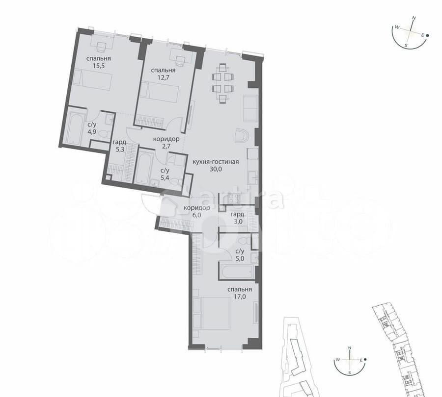 3-комн. квартира, 107.5 м2, 4/38 эт. Москва - изображение 1
