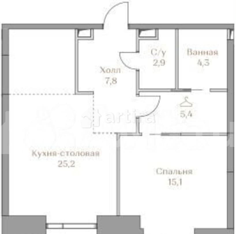 1-комн. квартира, 60.7 м2, 6/12 эт. Москва - изображение 1
