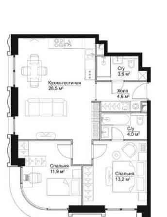 2-комн. квартира, 65 м2, 24/33 эт. Москва