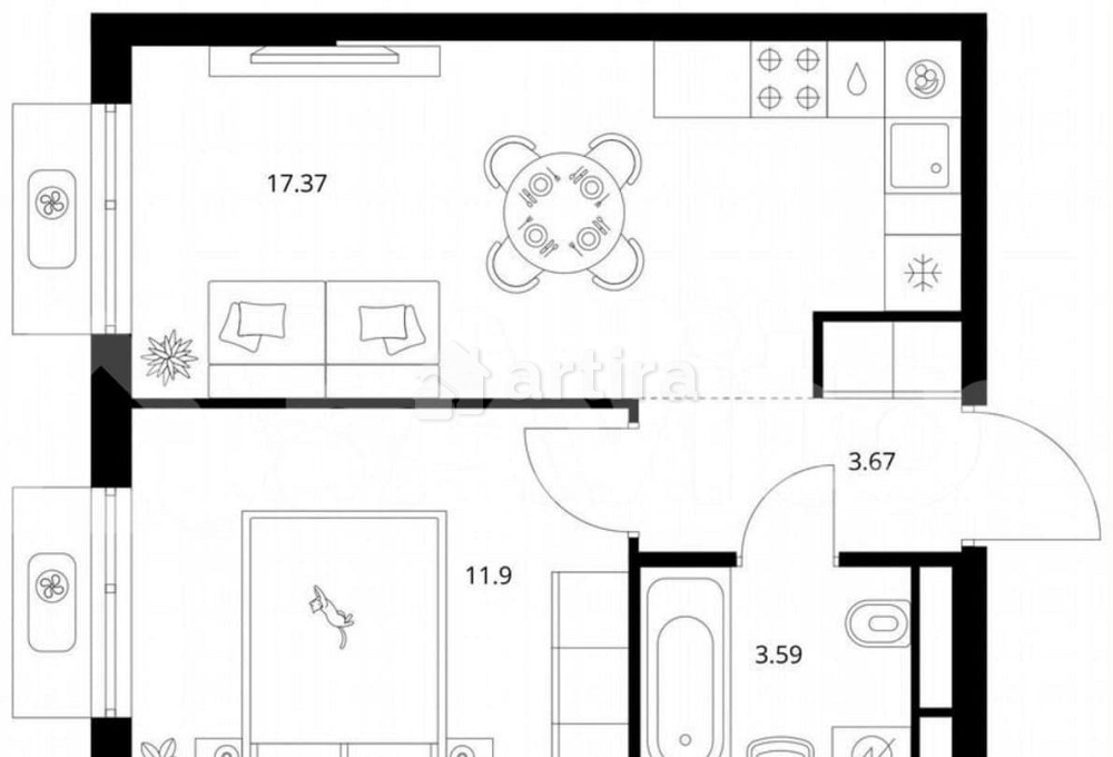 1-комн. квартира, 36.5 м2, 6/26 эт. Москва - изображение 1