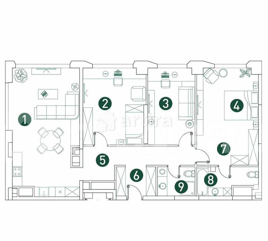 4-комн. квартира, 110.7 м2, 26/32 эт. Москва - изображение 7
