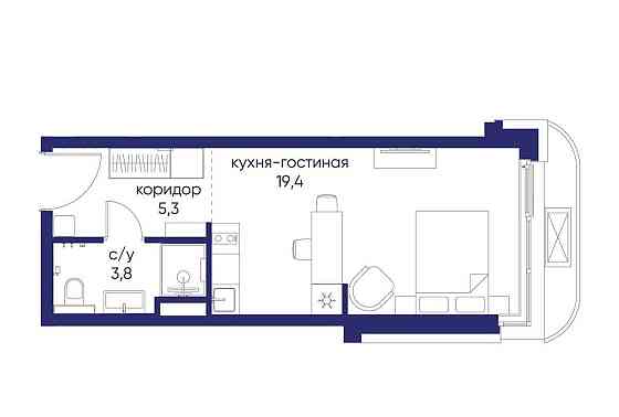 Студия, 28.52 м2, 2/19 эт. Москва