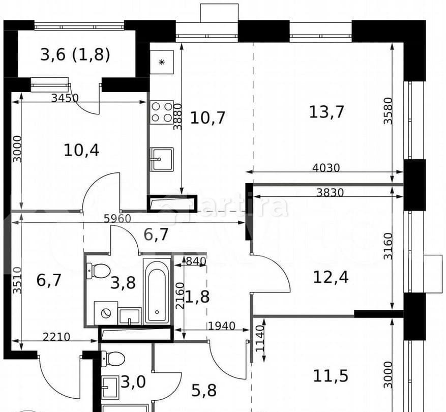 4-комн. квартира, 88.3 м2, 18/25 эт. Москва - изображение 4