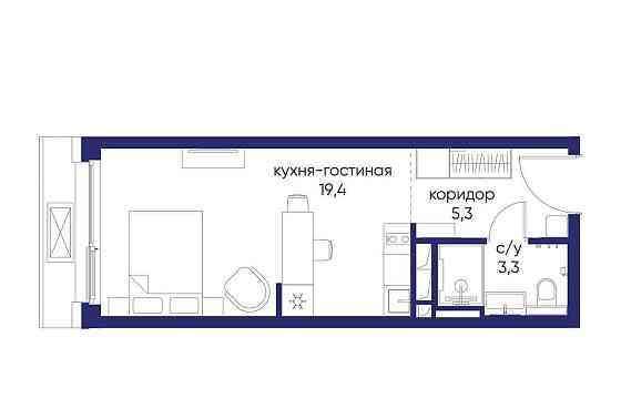 Студия, 28.02 м2, 5/12 эт. Москва