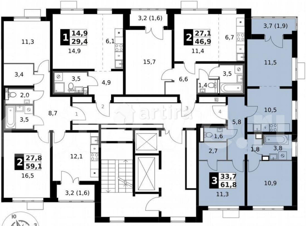3-комн. квартира, 61.8 м2, 9/24 эт. Москва - изображение 4