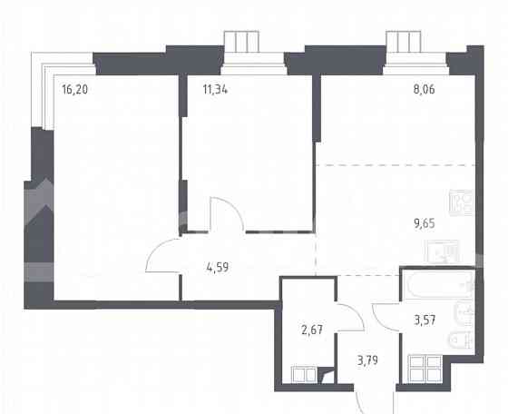 2-комн. апарт-ы, 59.4 м2, 4/16 эт. Москва