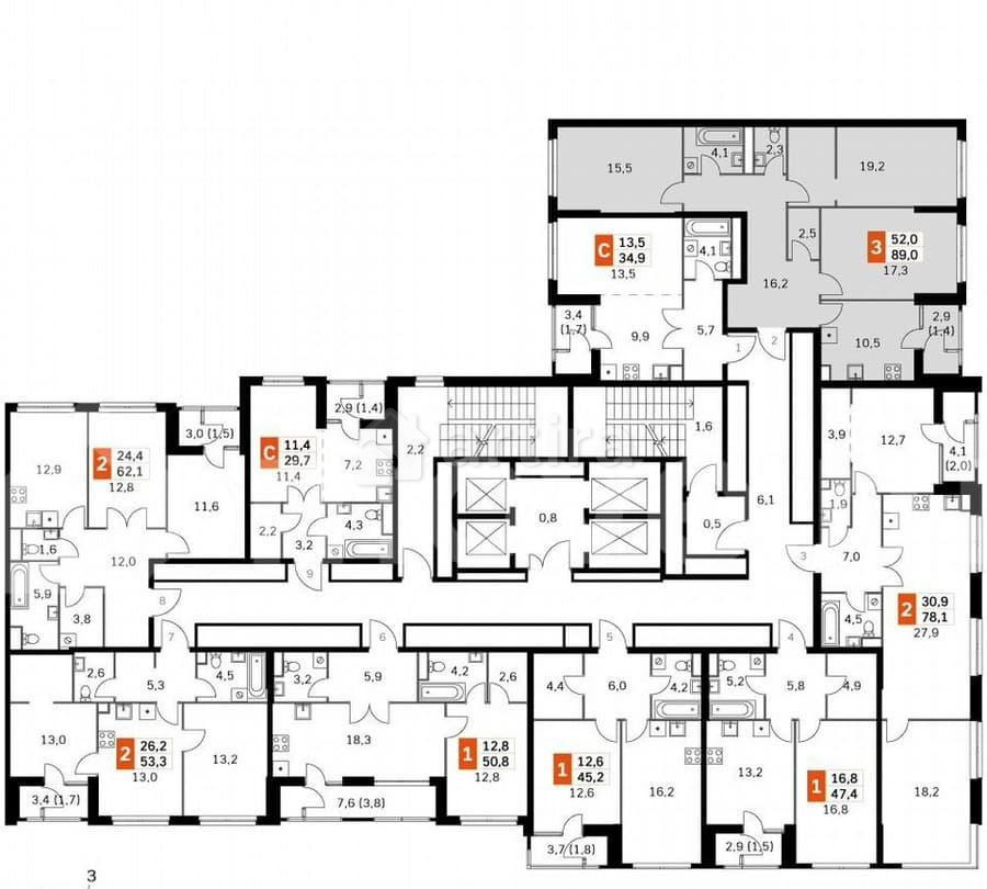 3-комн. квартира, 87.9 м2, 29/43 эт. Москва - изображение 4
