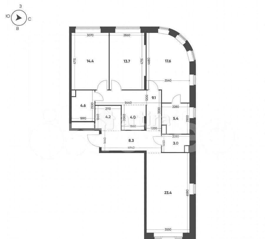 3-комн. квартира, 107.7 м2, 3/16 эт. Москва - изображение 4
