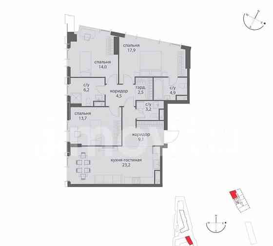 3-комн. квартира, 99.2 м2, 13/38 эт. Москва