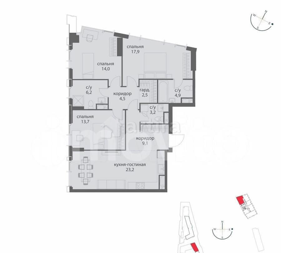 3-комн. квартира, 99.2 м2, 13/38 эт. Москва - изображение 5