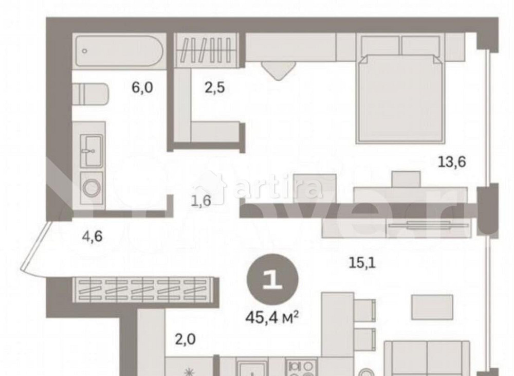 1-комн. квартира, 45.4 м2, 11/29 эт. Москва - изображение 5