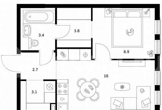 1-комн. квартира, 37.9 м2, 25/37 эт. Москва