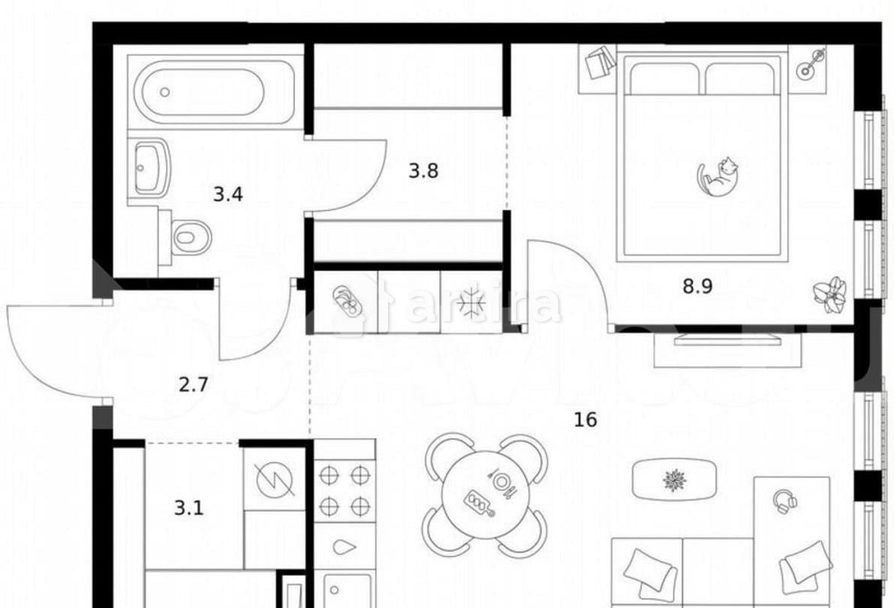 1-комн. квартира, 37.9 м2, 25/37 эт. Москва - изображение 1