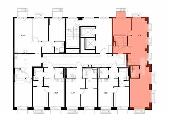2-комн. квартира, 67.4 м2, 7/12 эт. Москва