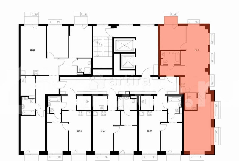 2-комн. квартира, 67.4 м2, 7/12 эт. Москва - изображение 2
