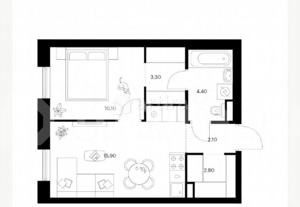 1-комн. квартира, 38.6 м2, 27/39 эт. Москва - изображение 1