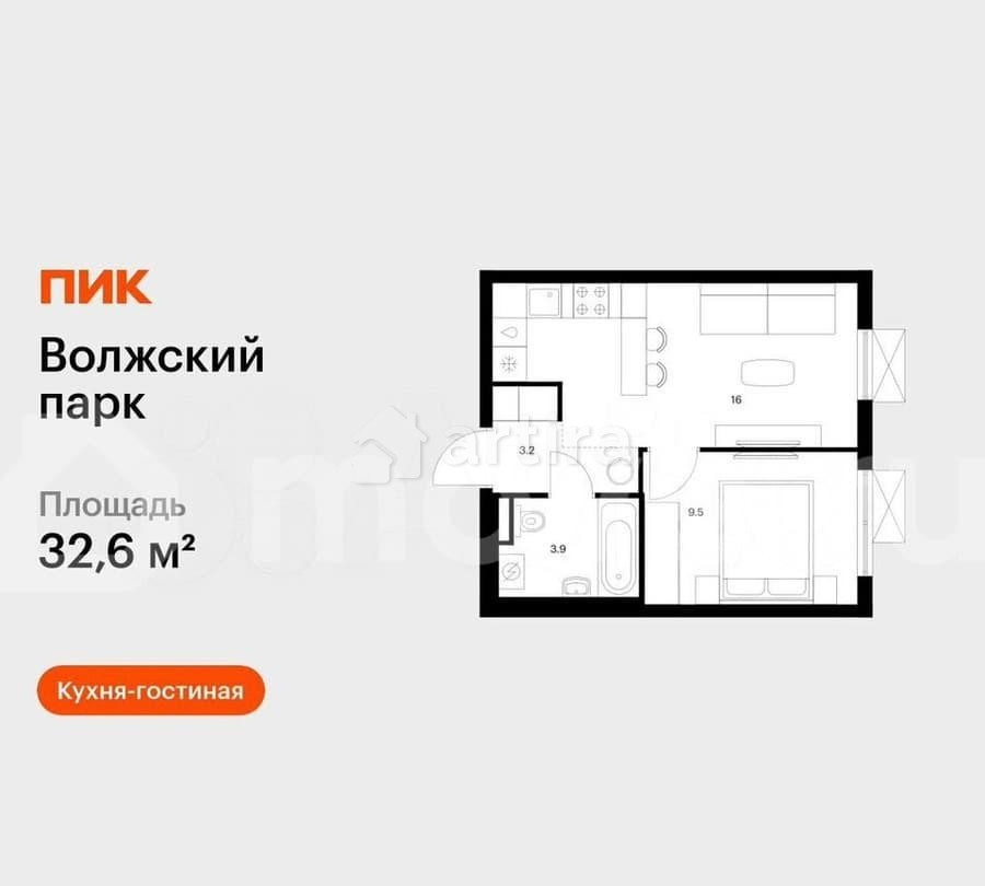 1-комн. квартира, 32.6 м2, 15/24 эт. Москва - изображение 1