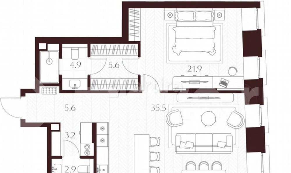 1-комн. квартира, 79.6 м2, 2/8 эт. Москва - изображение 6