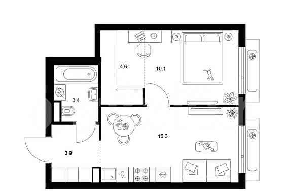 1-комн. квартира, 37.3 м2, 9/27 эт. Москва