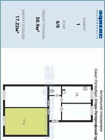 Комната, 18.8 м2, 6/6 эт. Санкт-Петербург