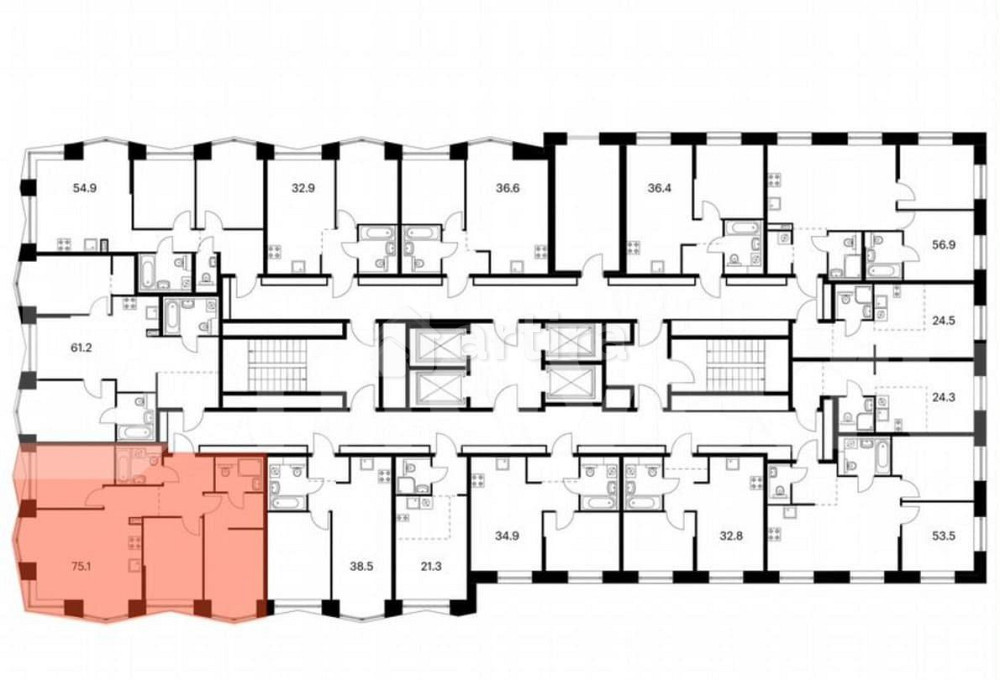 3-комн. квартира, 75.1 м2, 12/32 эт. Москва - изображение 3