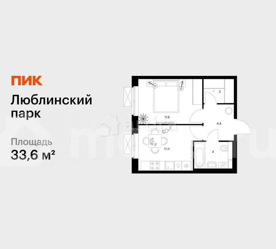 1-комн. квартира, 33.6 м2, 10/25 эт. Москва - изображение 1