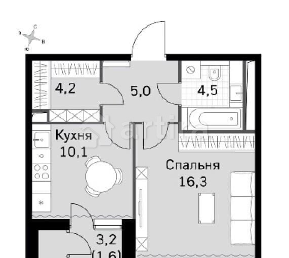 1-комн. квартира, 42 м2, 24/44 эт. Москва - изображение 1