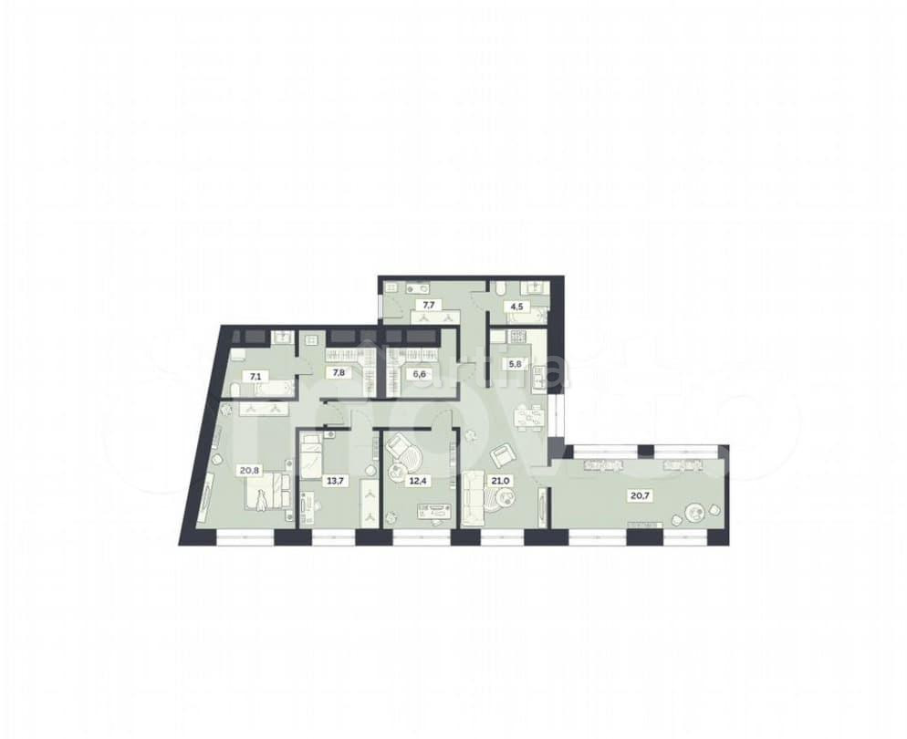 4-комн. квартира, 136.7 м2, 27/27 эт. Москва - изображение 1