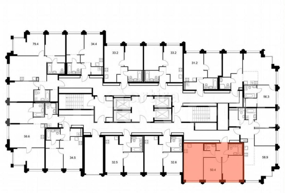 2-комн. квартира, 50.4 м2, 28/32 эт. Москва - изображение 2