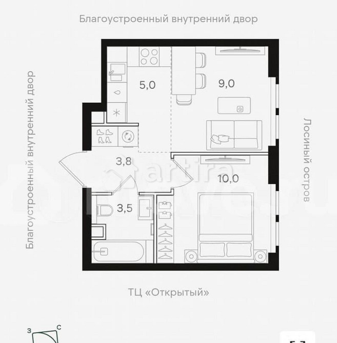 1-комн. квартира, 31.4 м2, 5/24 эт. Москва - изображение 1