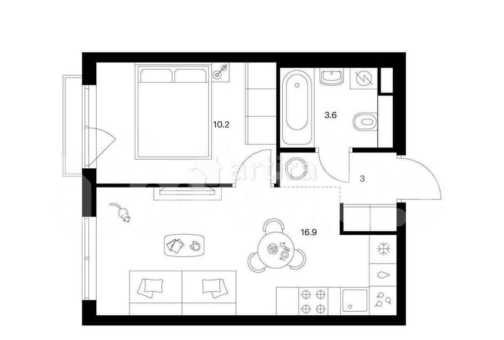 1-комн. квартира, 33.7 м2, 6/12 эт. Москва - изображение 1