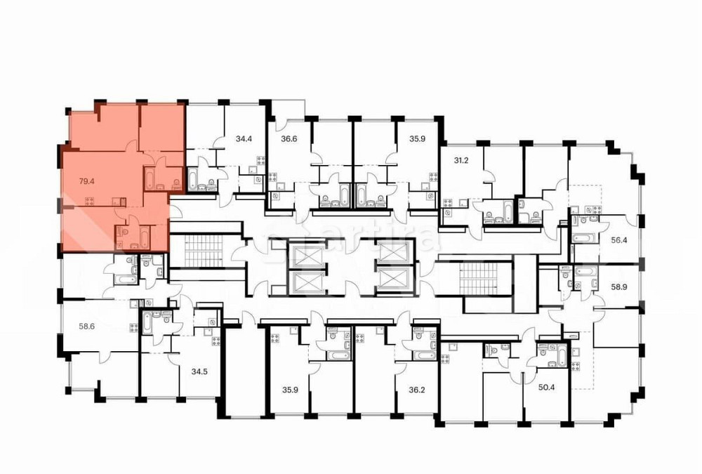 3-комн. квартира, 79.4 м2, 26/32 эт. Москва - изображение 3