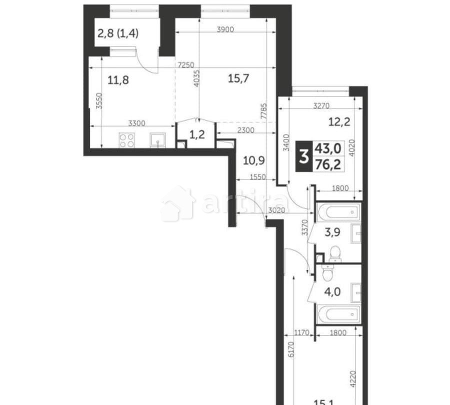 3-комн. квартира, 76.2 м2, 4/28 эт. Москва - изображение 1
