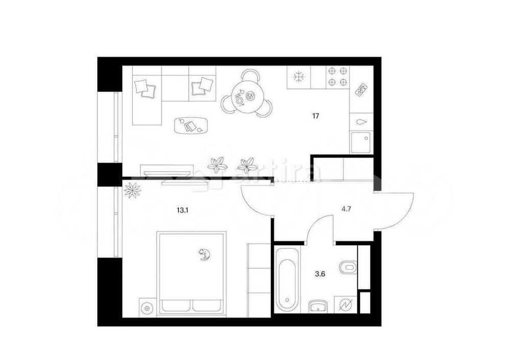 1-комн. квартира, 38.4 м2, 6/23 эт. Москва - изображение 1