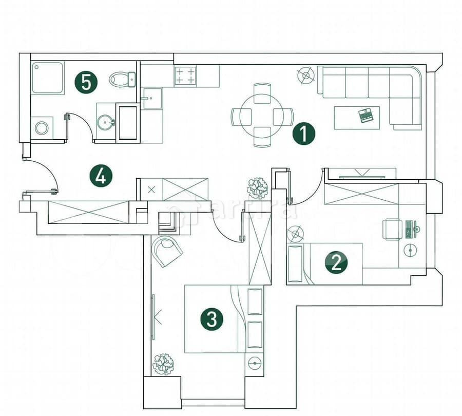 3-комн. квартира, 59.9 м2, 3/32 эт. Москва - изображение 6