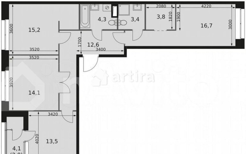3-комн. квартира, 85.6 м2, 10/44 эт. Москва - изображение 5